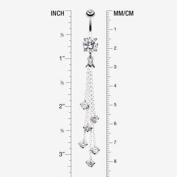 Detail View 1 of Lustre Drops Belly Button Ring-Clear Gem